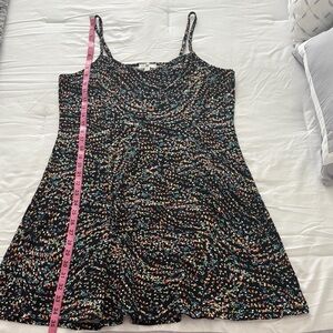 Nordstrom Black Asymmetrical Dress with Multicolor Pattern